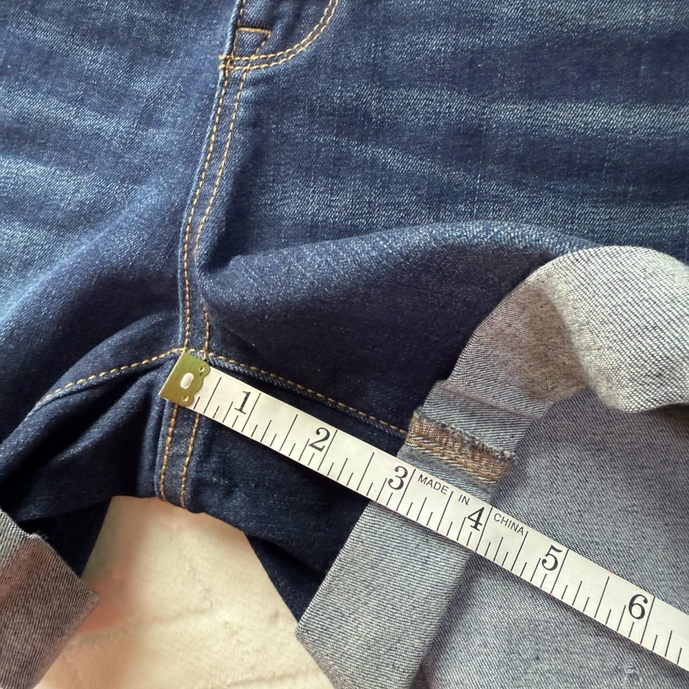 Nwt Walmart Time & And Tru True Core Jean Short Cuffed Stretch Dark Wash Blue 8 - Picture 9 of 11